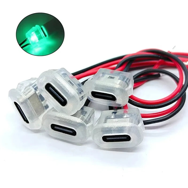 Type C Female Connector Waterproof USB C Female Jack Socket 2 Pin 3A Charging Port Power Cable Extension Direct Crimp Mount