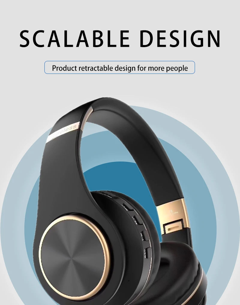 Over-ear Wireless Headphones Bluetooth 5.3 HiFi Stereo Low Latency Noise-canceling Headset Gaming Earphones with ENC Micphone