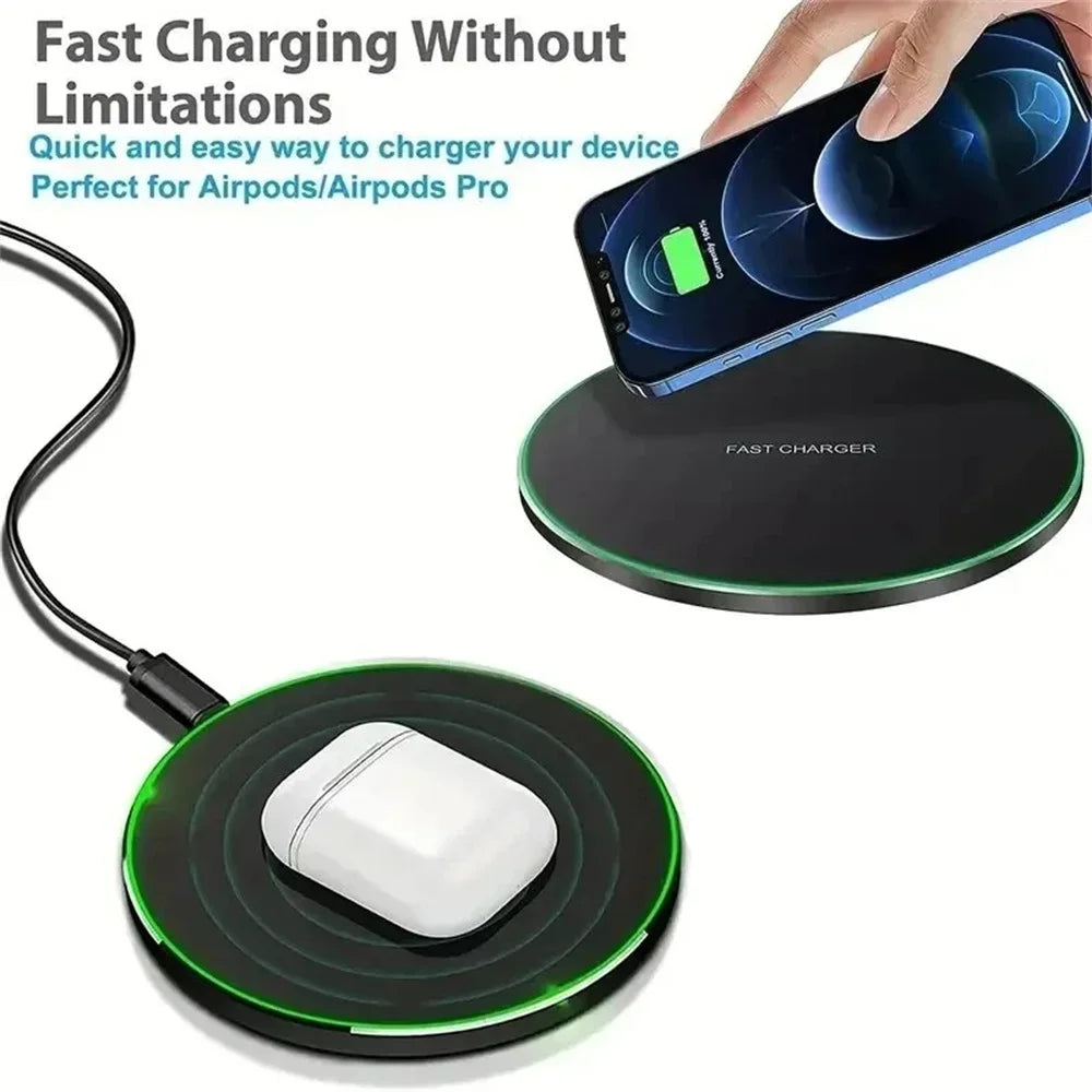 15W Wireless Charger Pad Stand For iPhone 15 14 13 Pro Max Samsung S24 Xiaomi Phone Charger Induction Fast Charging Dock Station