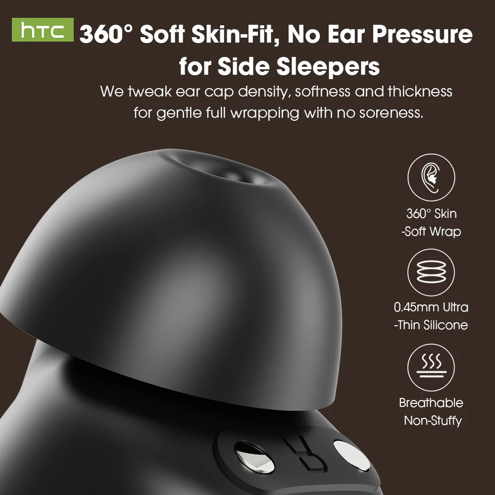 HTC NE90 TWS Sleep Bluetooth Earphones Wireless Bluetooth 5.3 Stereo Headphones Mini Sleeping Earbuds Long Battery Touch Control