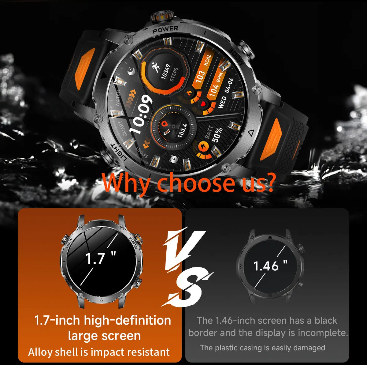 2026 New TANK Ultra 1400mAh Battery Military Smart Watch 10ATM Waterproof Heart Rate Tactical LED Flashlight Men Sports Bracelet