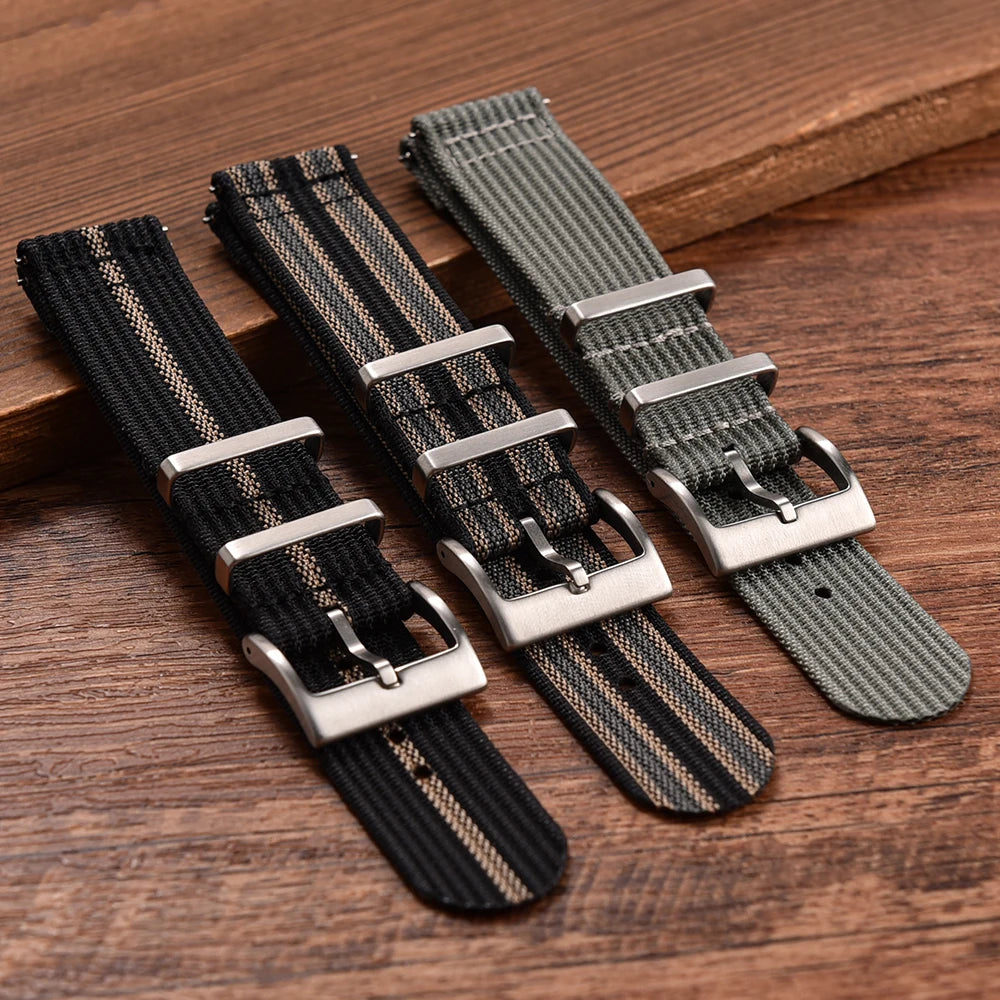 New Ribbed Nylon Watch Strap 18mm 20mm 22mm Qucik Release Straps Military Sports Watchband Fabric Strap for Omega/Smart/Samsung