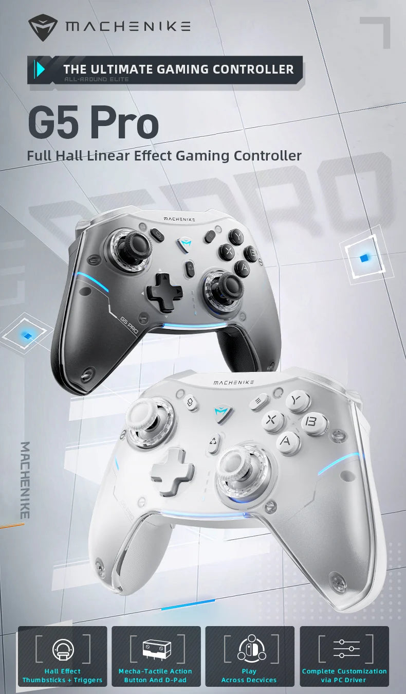 Machenike Gamepad Wireless Gaming Controller G5 Pro Elite Hall Trigger Joystick Mecha-Tactile Buttons For Switch PC Android IOS