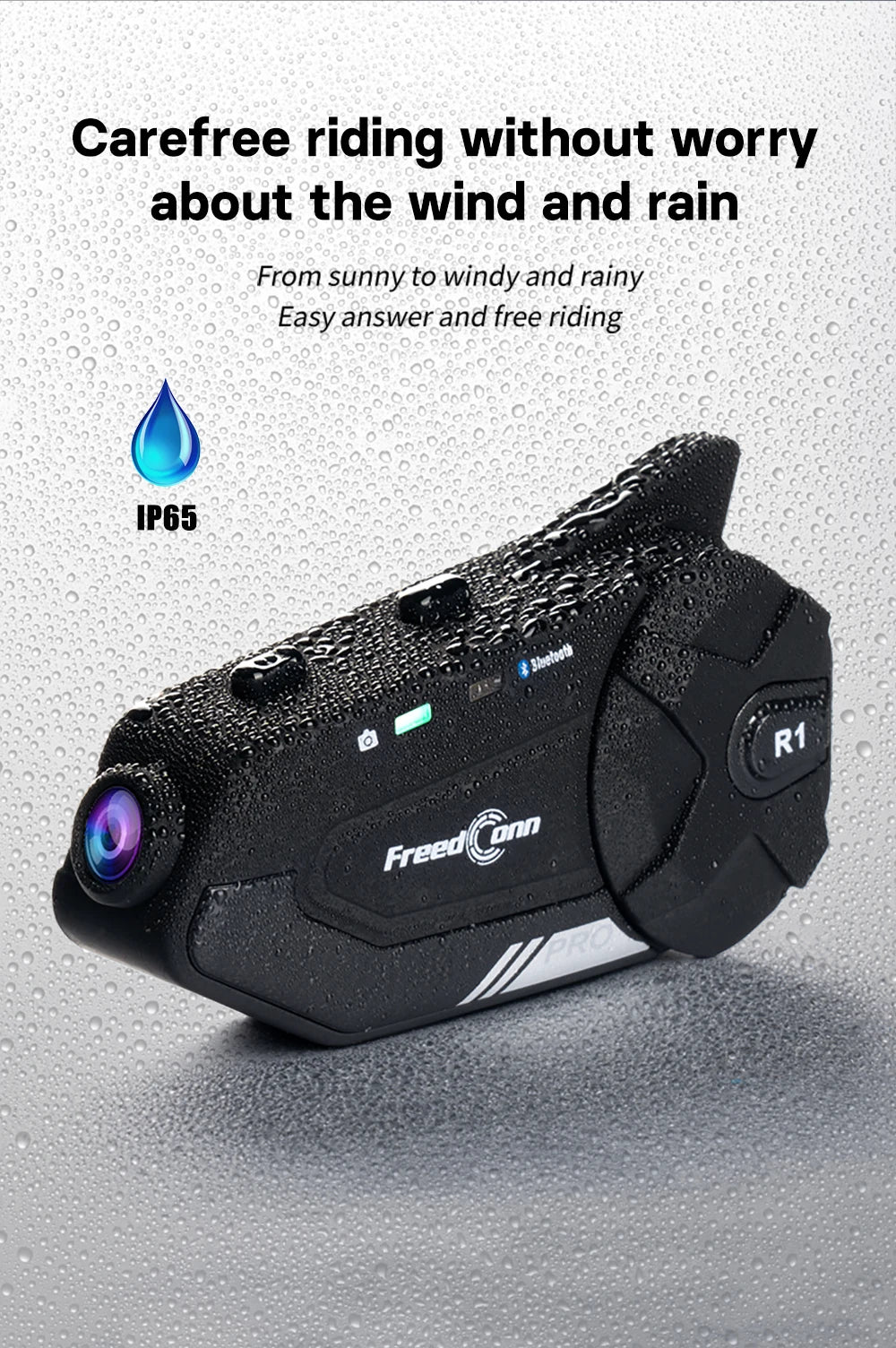 Motorcycle Intercom Helmet Bluetooth Headset Group Speaker Headphone WiFi App Freedconn R1Pro Motorbike Dash Cam Moto Auto Dvr