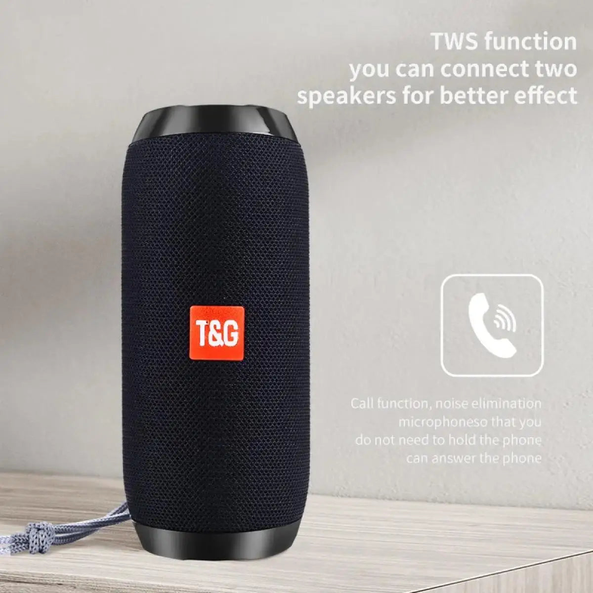 Portable Bluetooth Speaker Wireless , Ipx4 Waterproof Bluetooth 5.0 TWS MP3 Player Paring Aux & Tf-Card Input for Home Outdoor