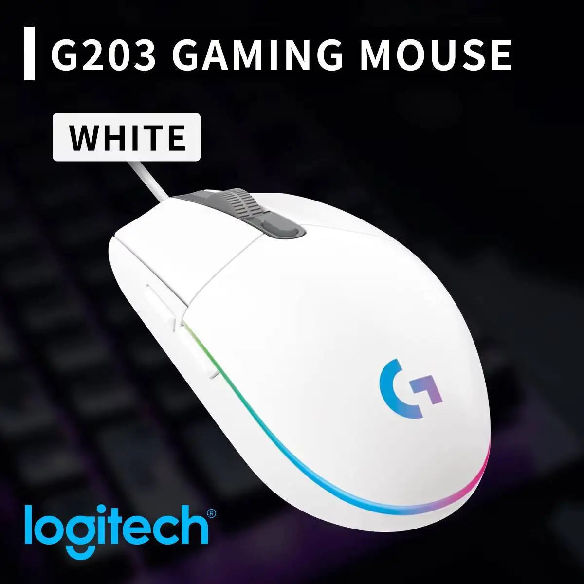 Logitech G203 Prodigy Wired Gaming Mouse 8000 DPI RGB Lighting 6 Buttons On-Board Memory 2.1m Cable Windows ChromeOS