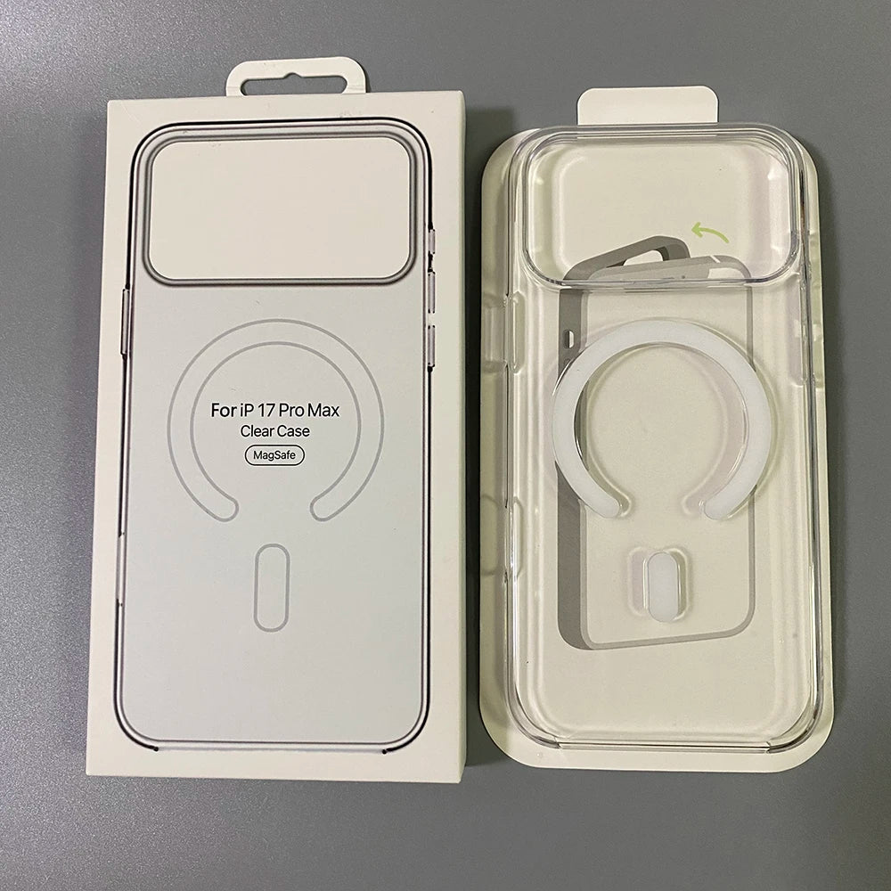 Original Clear Magnetic Phone Case For iPhone 18 17 Pro Max 16 15 14 Plus 13 12 Mini For Magsafe Wireless Charging Protect Cover