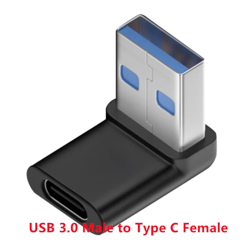 90 Degree Right Up Down Angled Micro USB Male to Type C Female Extension Adapter for Laptop PC Chargers Converter