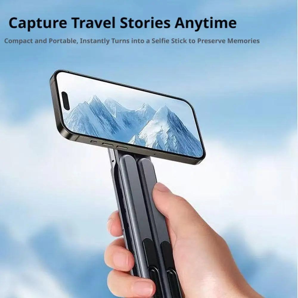 Magnetic Phone Holder Handheld Selfie Stick Tripod Foldable Desk Stand for iPhone 17 16 iPad Tablet Laptop Bracket