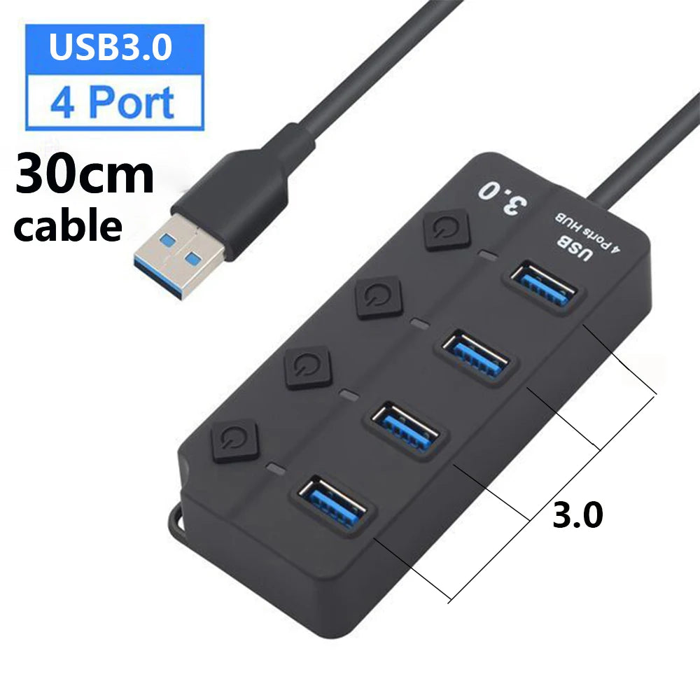 USB Hub 3.0 Multiprise USB High Speed Splitter 7 Port 5Gbps Hub Power Adapter with Switch Long Cable with Multiple Expander Hub