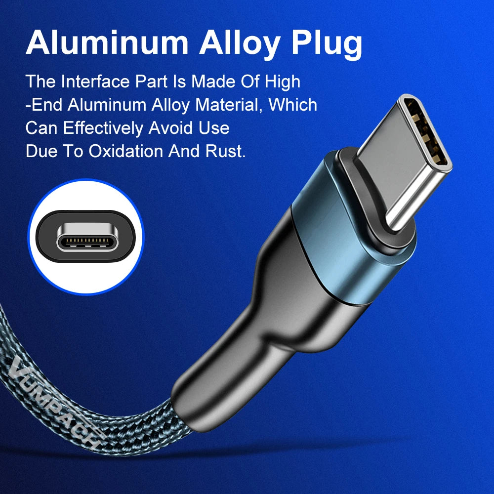 5A USB Type C Cable Wire For Samsung S10 S20 Xiaomi mi 11 Mobile Phone Fast Charging USB C Cable Type-C Charger huawei Cables