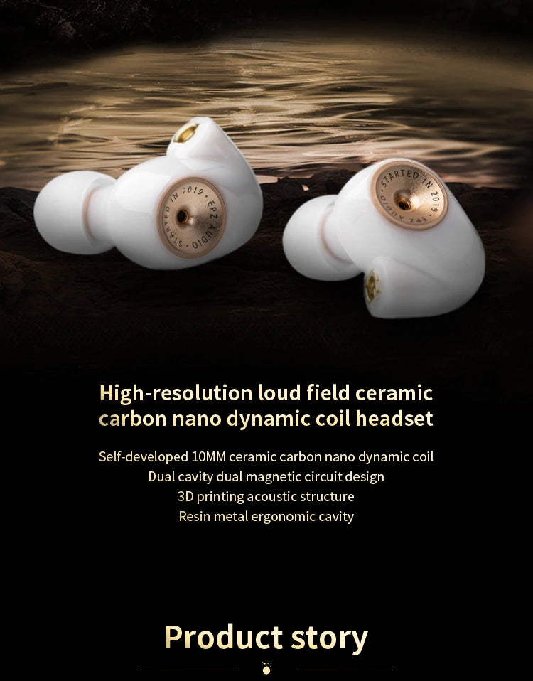 EPZ Q5 Earphones Wired HIFI Ceramic Carbon Nano Moving Coil IEM In Ear Monitor MMCX Detachable Cable Earbuds Gaming Headset