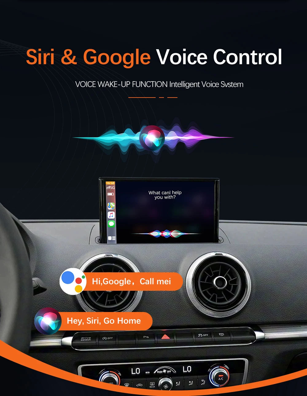 Sinairyu Wireless CarPlay Module Android Auto for Audi A3 S3 8V B9 MIB 2013-2020 Reverse Camera Car Play Functions