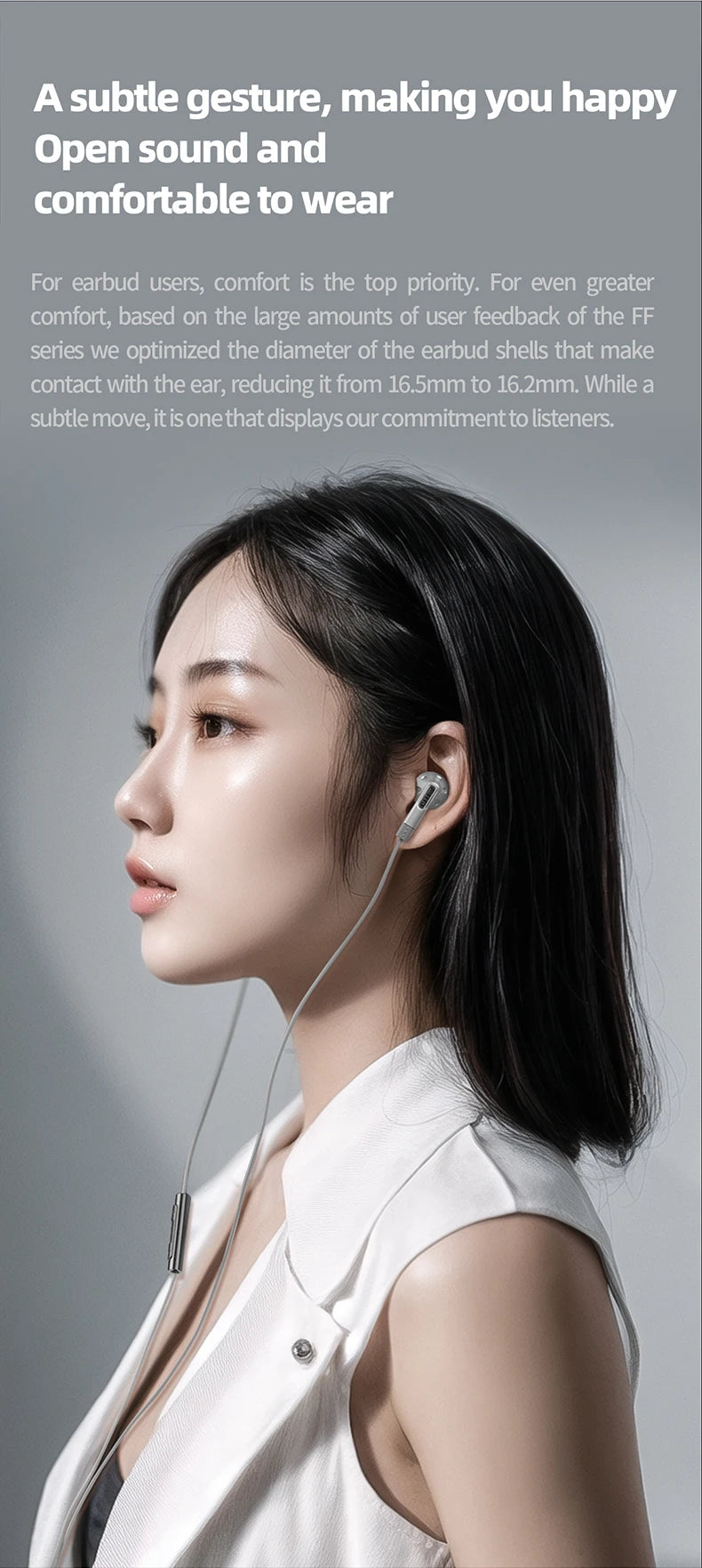 FiiO FF1 3.5mm HIFI Music Wired Bass Earbud 14.2mm Dynamic HD Microphone Earphone for Gaming Meeting Video