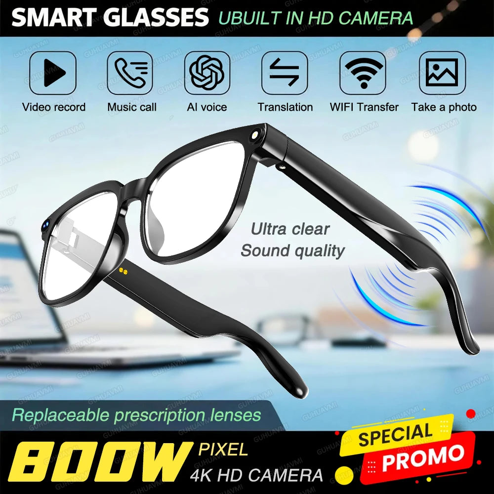 New AI Smart Glasses 8 Million HD Pixels Camera Photo 1080P HD Video Recording Sunglasses Call Music Play Men Women Glasses 2026