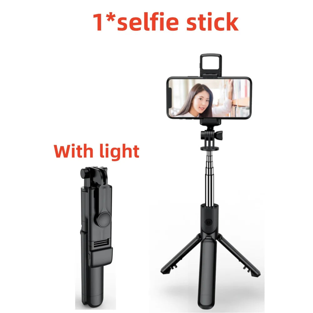 Portable Bluetooth Selfie Stick Retractable Multifunctional Phone Holder Tripod With Selfie Light Wireless Remote Shutter Stand