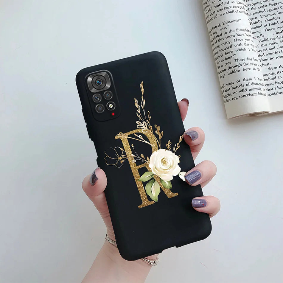 For Xiaomi Redmi Note 11 Pro Case Luxury Custom Name Letter Alphabet Phone Case For Xiaomi Redmi Note 11 11S Note11 Pro 5G Cover