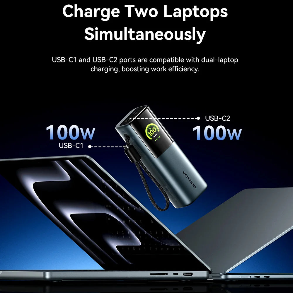 Vention 200W Power Bank 27000mAh PD 3.1 140W Max Portable PowerBank for Laptop PD Fast Charging for iPhone 17 16 Samsung S25 S24