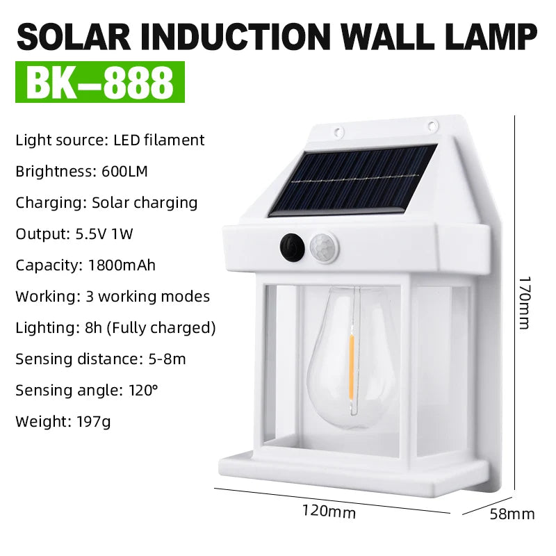Solar Wall Lights Outdoor Tungsten Waterproof Wireless Motion Sensor Security Lamps Dusk to Dawn Lighting for Garden 1~10PCS
