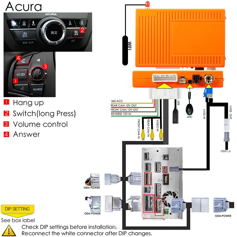 Car Wireless Android Auto Apple CarPlay Tv Box For Acura RDX TLX ILX RLX MDX YD3 Radios Smart System Upgraded OEM Screen Camera