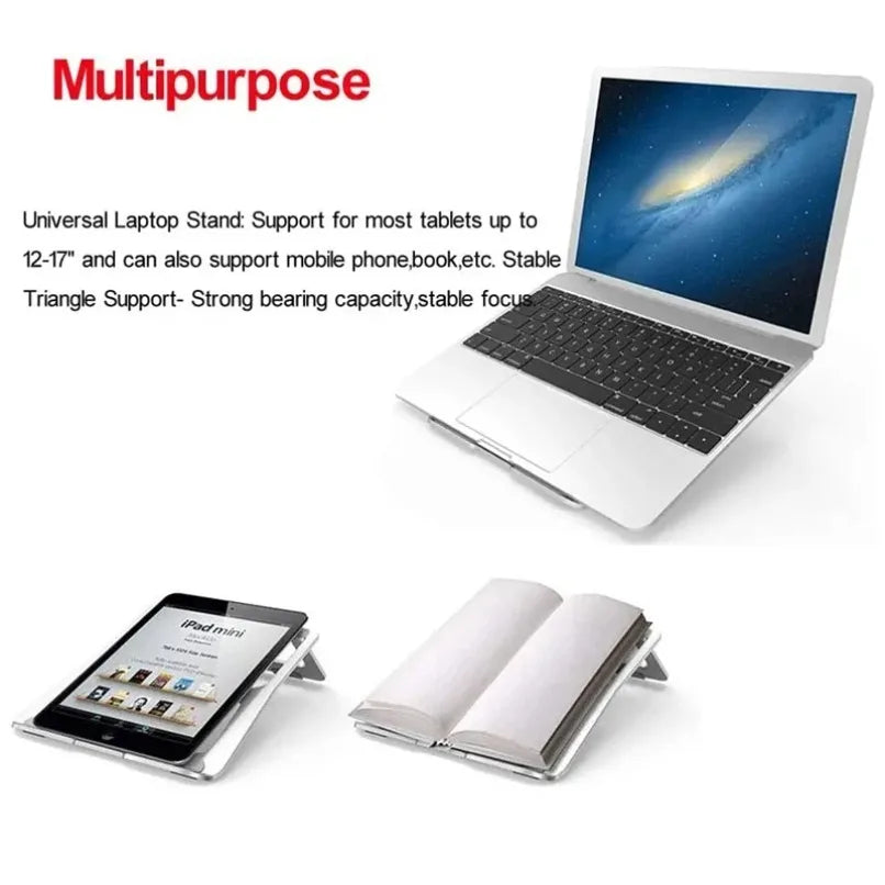 Ergonomic Aluminum Alloy Laptop Stand Foldable Adjustable Desktop Riser Cooler Bracket for 10-17 Inch MacBook Notebook PC Holder