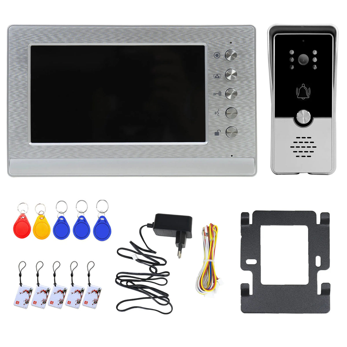 New Apartment Intercom Video Doorbell with RFID Card Unlock 7inch 4 Wired Video Door Phone System unlock 2 door 
