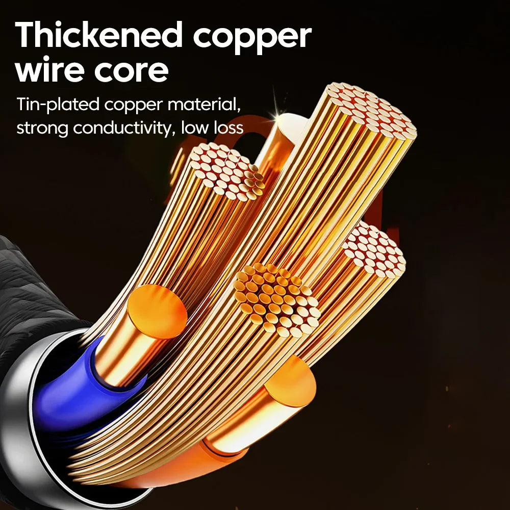 USB C Quick Charging Cable 240W Braided Transparent Type C High-speed Charger Wire for 16/17 for Samsung Huawei Mi Data Line