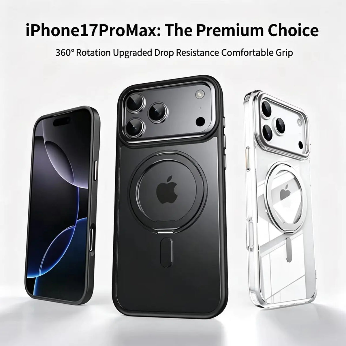 For iPhone 18 17 16 Pro Max Metal Ring Magnetic Case Rotation Stand Foldable Luxury Cover For iPhone 17 Pro Max Case
