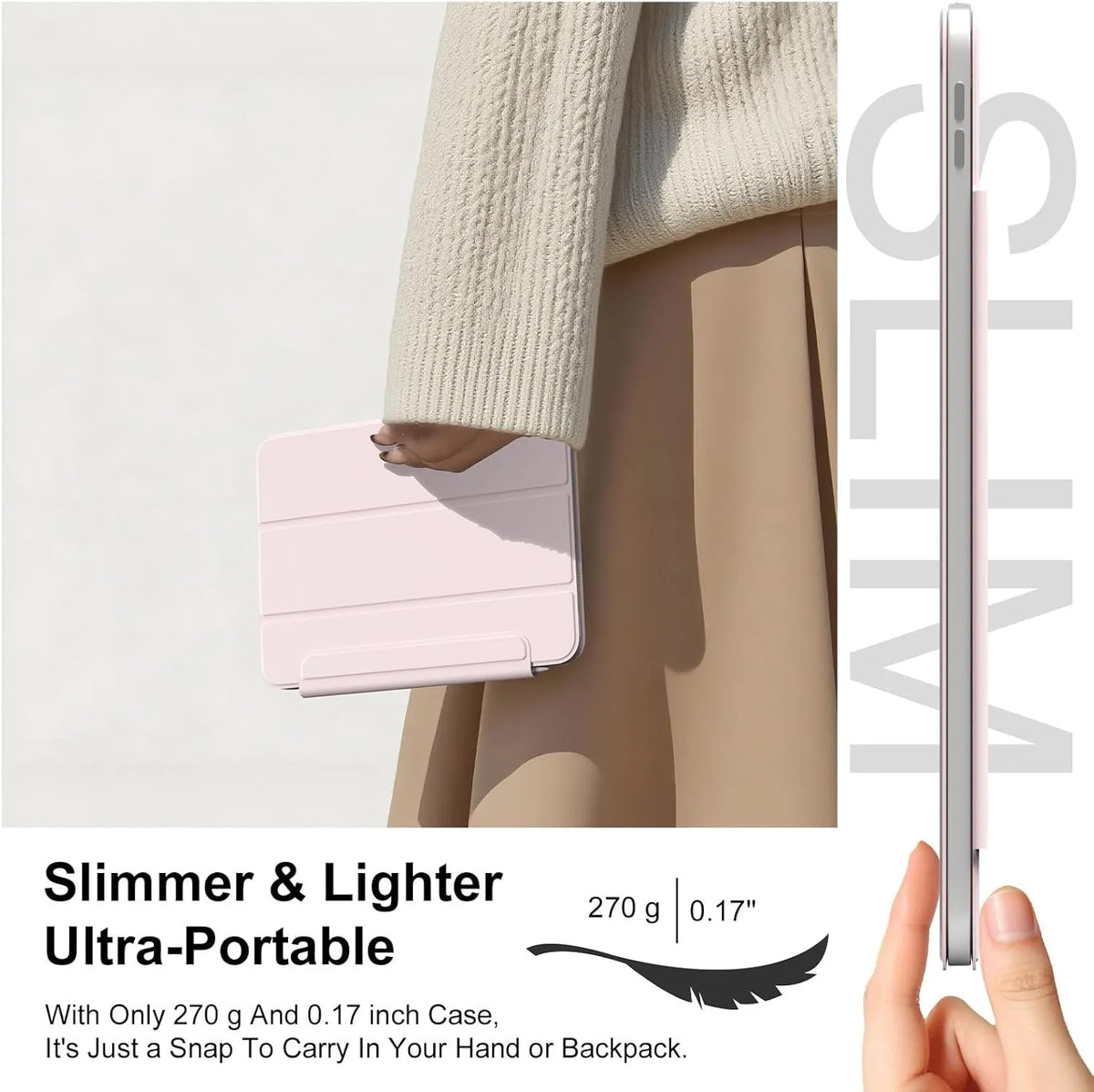 ZOYU for iPad A16 10/11th Ultra-Slim & Light, Strong Magnetic Attachment Case, iPad Pro 11 12.9 Air 4/5th 11/13 Mini 6/7th Cover