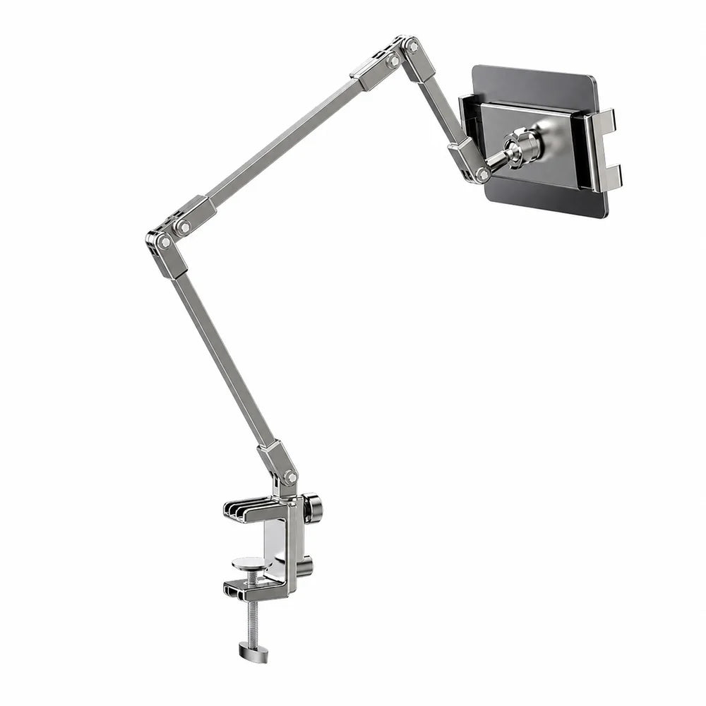 Adjustable Bed Phone Holder Stand for 4.7-12.9 Inch Phone Tablet, Foldable Metal Arm Desk Clamp, 360° Viewing