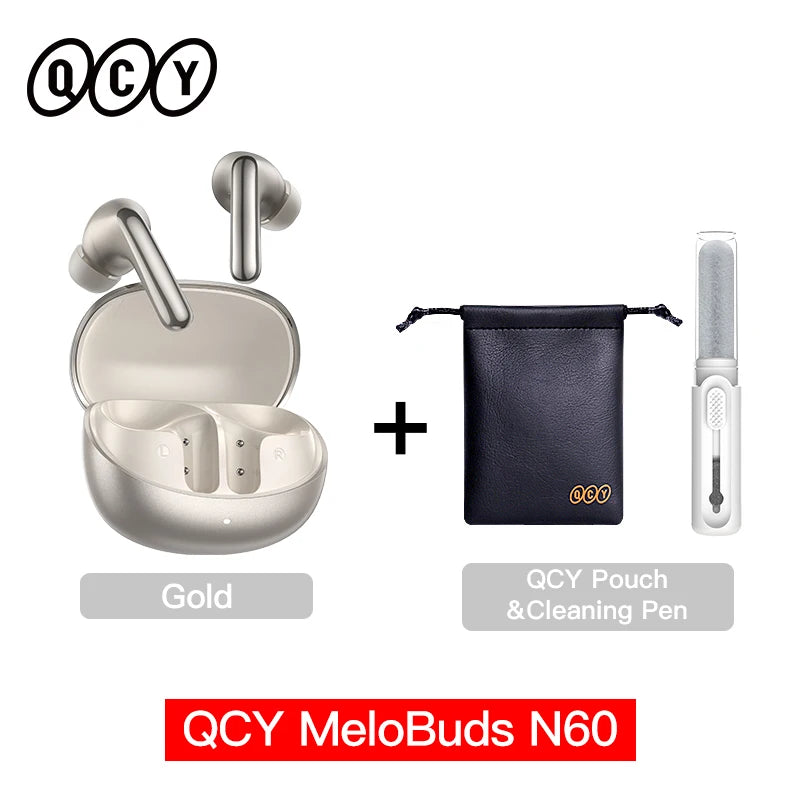 QCY BH25HT19A MeloBuds N60 Hybrid ANC Wireless Bluetooth 6.0 Earbuds LDAC Hi-Res Audio Dual Driver Headphone Bass Boost Earphone