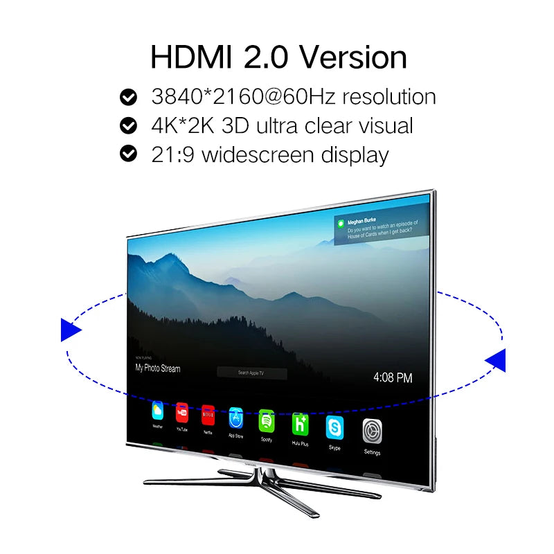 SHULIANCABLE HDMI Cable 2.0 4K HDR for Splitter Extender Adapter Laptop TV LCD Laptop PS3/4 Projector Computer