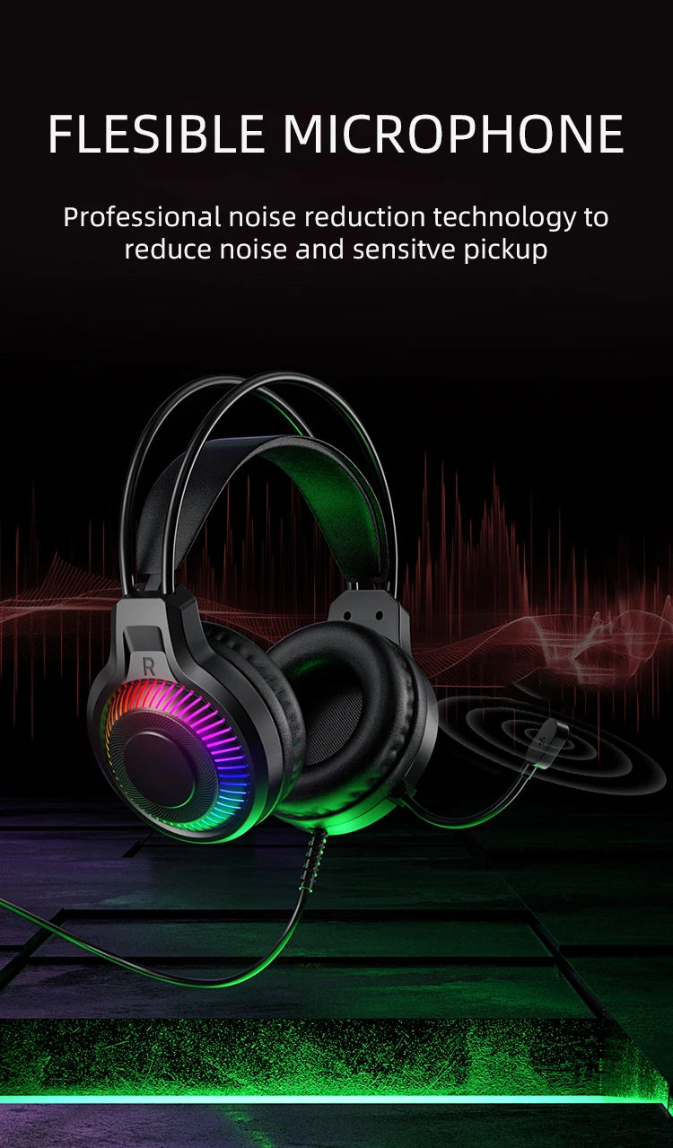 Goldpo G20 Gaming Headphones For PC/PS4/PS5 7.1 Surround RGB Gaming Headset Gamer USB Wired Headphones with Noise Cancelling Mic