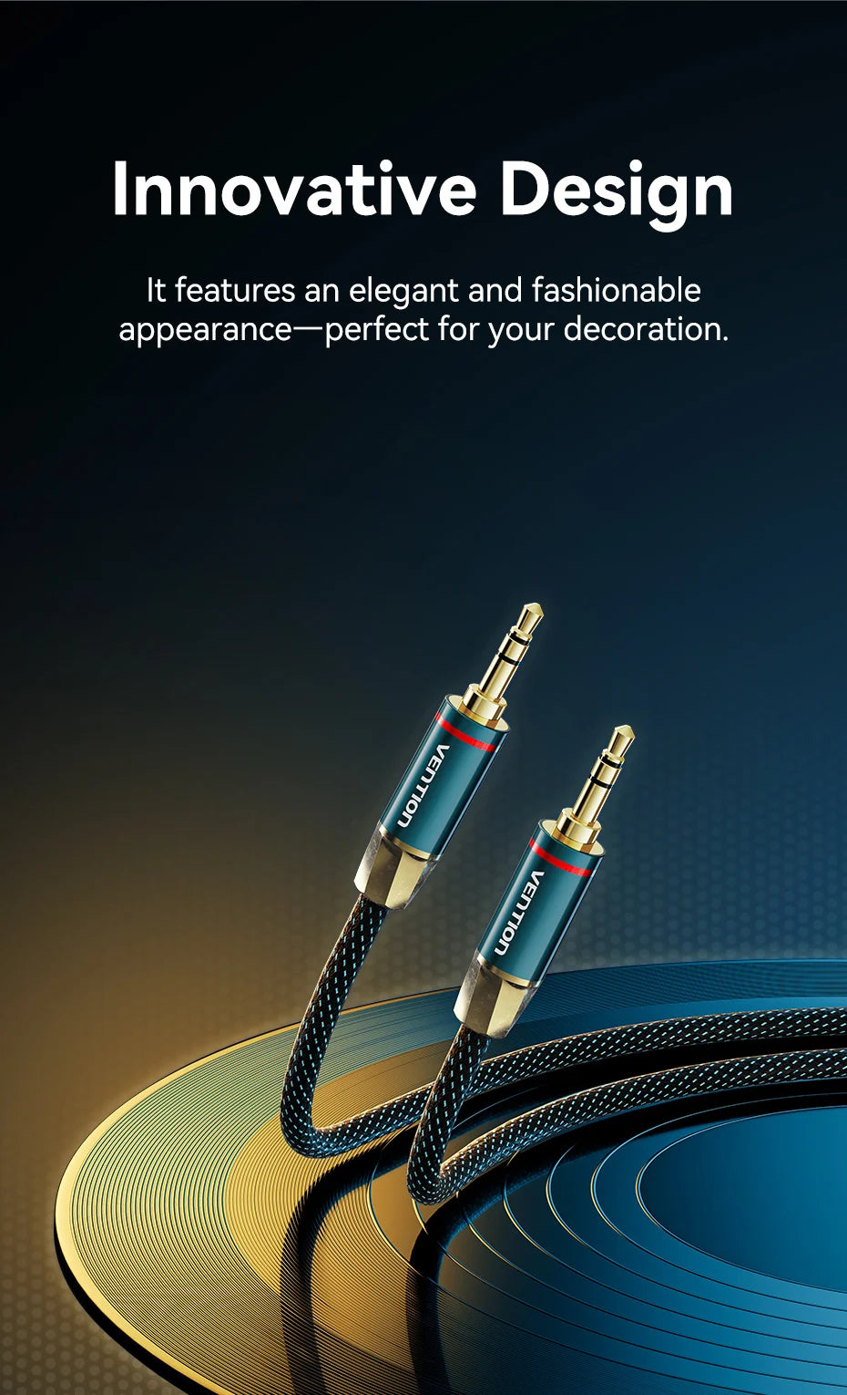 Vention 3.5mm Jack Audio Cable for Headphone Xiaomi Laptop Jack 3.5 Male to Male Car Aux Cable Jack 3.5 Speaker Cable Audio Cord