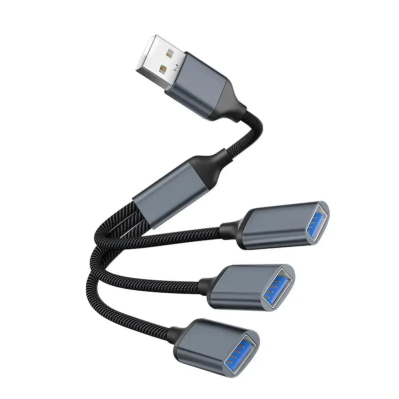USB Splitter Cable 1 in 3 Out, USB-A Expansion Hub, Multi USB Port Expansion Converter for Car, Laptop, PC/Computer, Keyboard/Mo