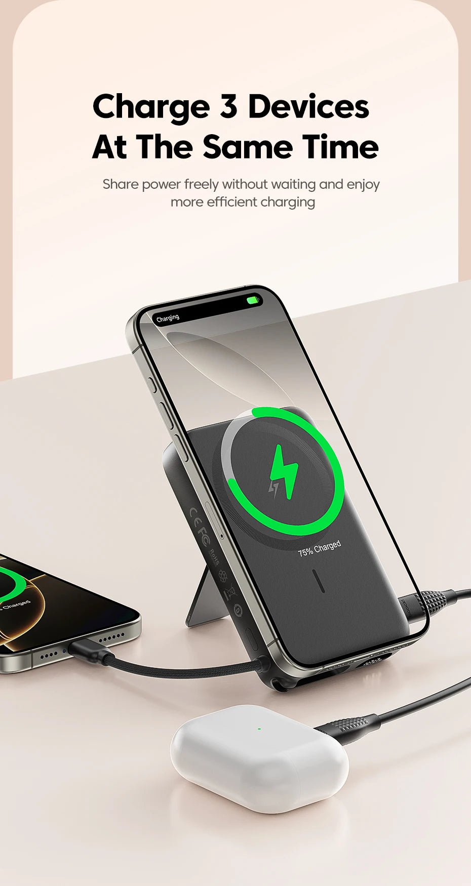 Toocki PowerBank 10000mAh Magnetic Wirelss 15W USB C PD 22.5W Fast Charge for iPhone 16 15 14 13 Portable Power Bank for Magsafe