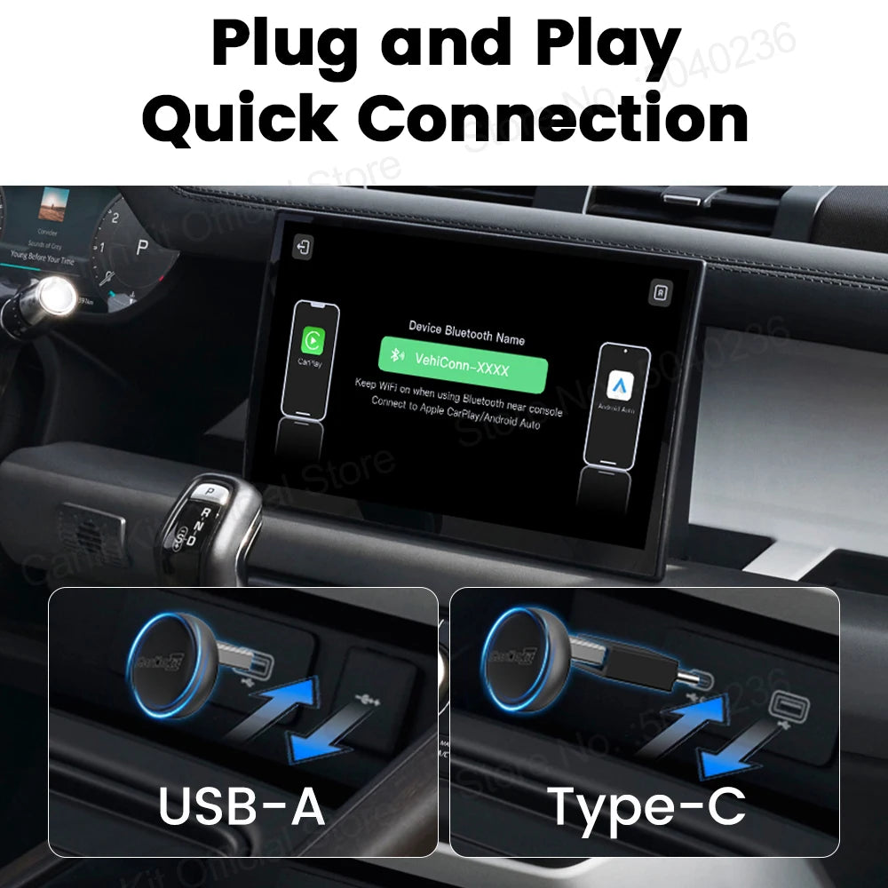 2026 CarlinKit 5.0 Mini Ultra 3 CarPlay Android Auto Wireless Adapter 2.4G&5.8GHz WiFi BLE OTA Upgrade For OEM Car Plug and Play