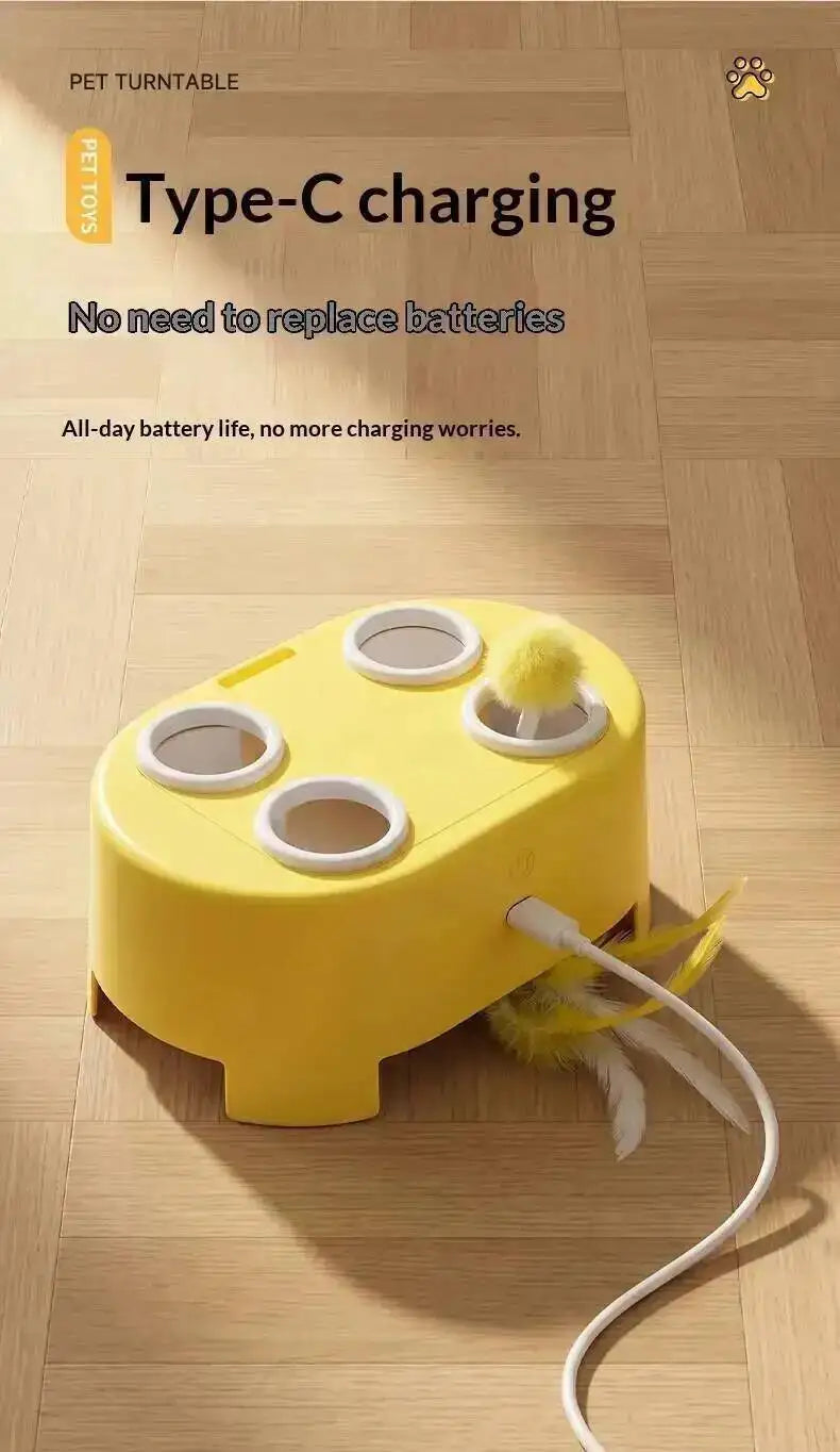 Whack A Mole Smart Cat Toy Automatic Pop-Up Rechargeable Feather Toy for Cats Interactive Playing Kitten Training Pet Supplies