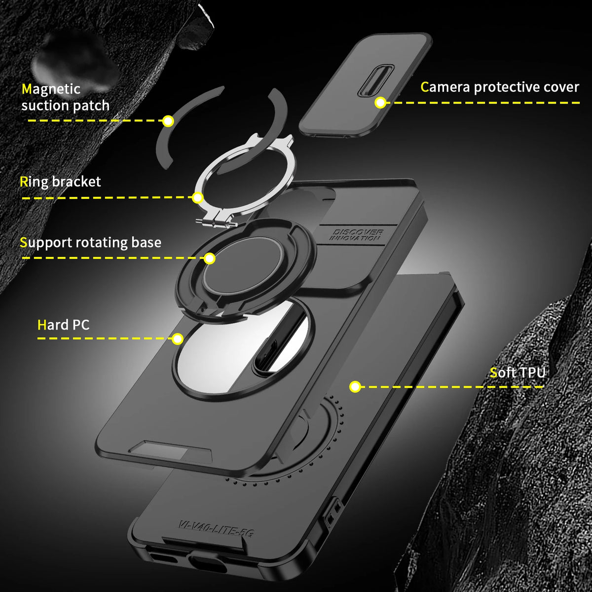 For Vivo V40 SE 80W Case Vivo V40 lite 4G 5G IDN Cover Y200 Magnetic Ring Armor Camera Lens Case Magsafe Wireless Charge Cover