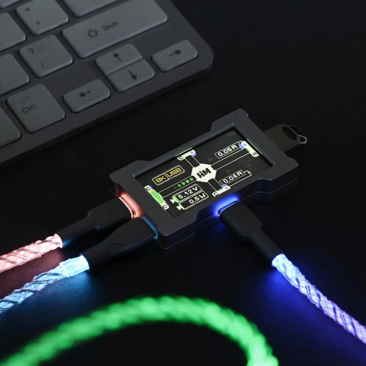 HMLAB ZNEO Gaming USB Hub - 2-to-3 Port, 8K Hz, Independent Power, With Screen, Trendy for Gaming Ambience Desk Setup