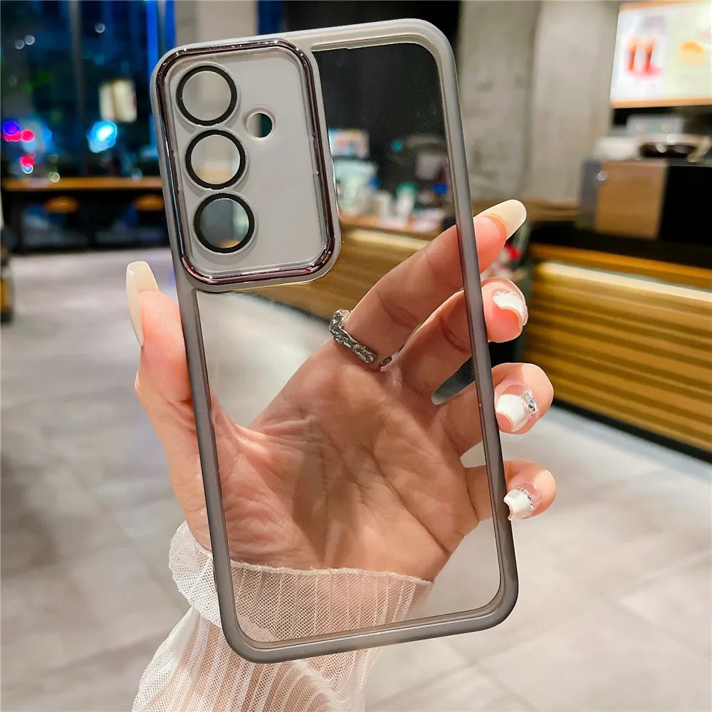 Phone Case For Samsung S23 Ultra S20 S21 FE S22 Plus M13 M33 M53 M14 M54 A31 Camera Protection Film Transparent Silicone Cover