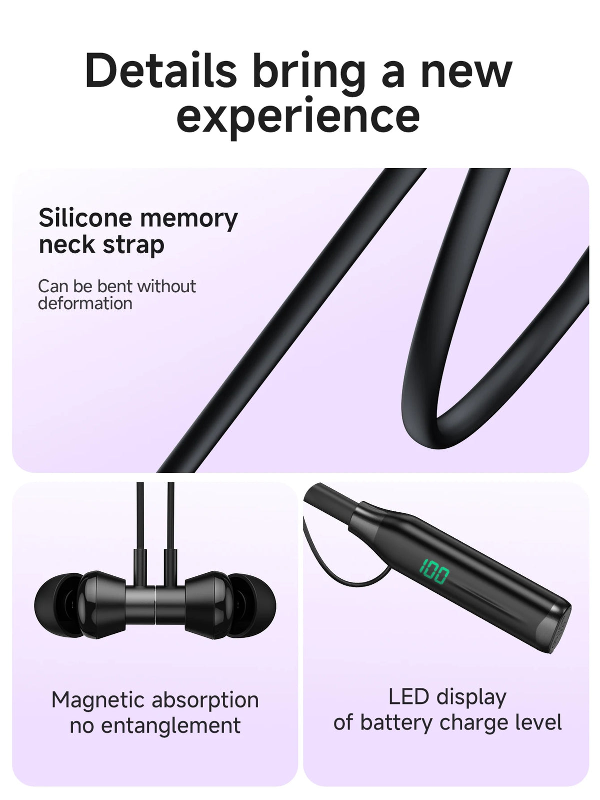 HOCO ES62 Plus Neck Band Bluetooth Earphones Wireless Headsets 150 Hours Use Sports Running Hifi Sounds Support TF Card Playback