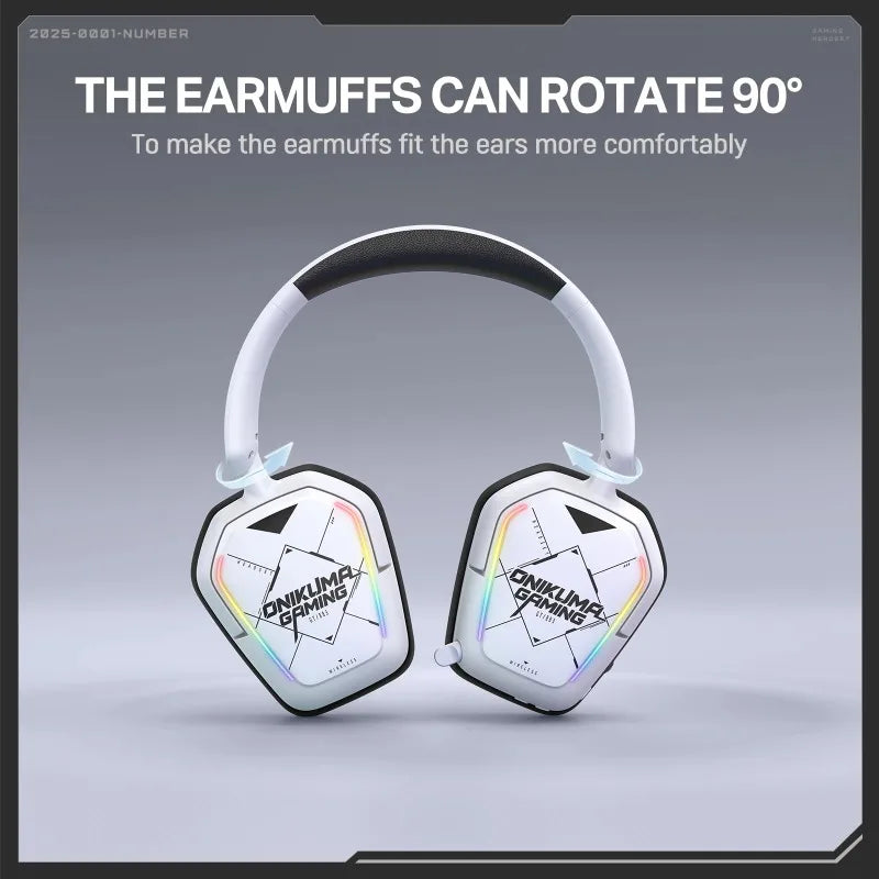 ONIKUMA GT883 Wireless Headset Gaming Headphones Four Mode Bluetooth 5.4 2.4G Low Latency RGB Light Foldable Earphones With Mic
