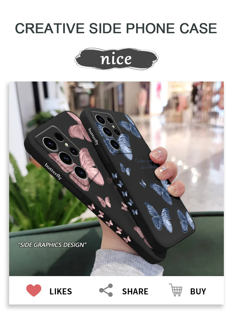 Little Butterfly Phone Case For Samsung Galaxy S24 S23 S22 S21 S20 S10 S10E S9 Ultra Plus FE Note 20 Ultra 10 9 Plus Cover