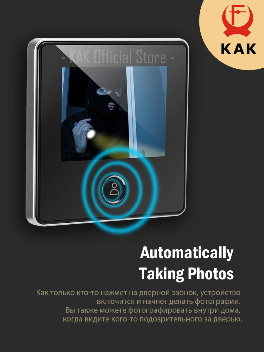 KAK 2.8" Electronic Door Viewer Camera Smart Peephole Doorbell Clear Night Vision Door Camera Photo Record Digital Door Viewer