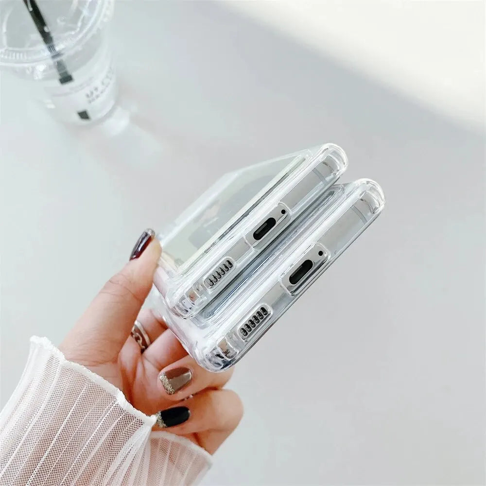 Thick Shockproof Card Bag Wallet Clear Phone Case For Samsung S26 S25 S24 Ultra S20 S21 S22 S23 Fe S 24 Plus 5G Soft Cover Cases