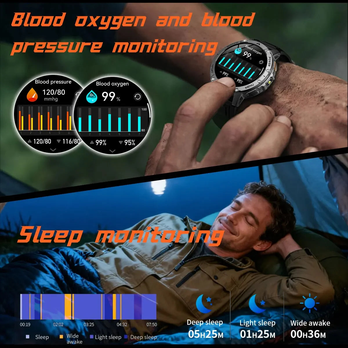 Ultra Large 1400mAh Battery Sport Smartwatch 1.7” Heart Rate Tactical Strong Flashlight 5ATM Waterproof Call Smart Watch For Men