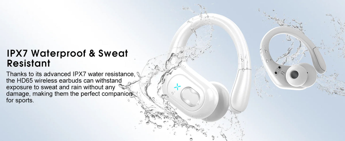 Wireless Earbuds Sport Bluetooth 5.4 Headphones with Noise Cancelling Mic 75Hrs HiFi Stereo Over Ear Bud LED Display USB-C IPX7