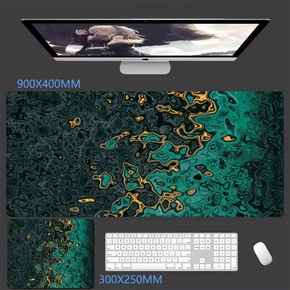 Black Waves Large Gaming Mouse Pad Computer Keyboard Desk Pad XXL with Rubber Non-Slip Stitched Edge for Friends Boyfriend