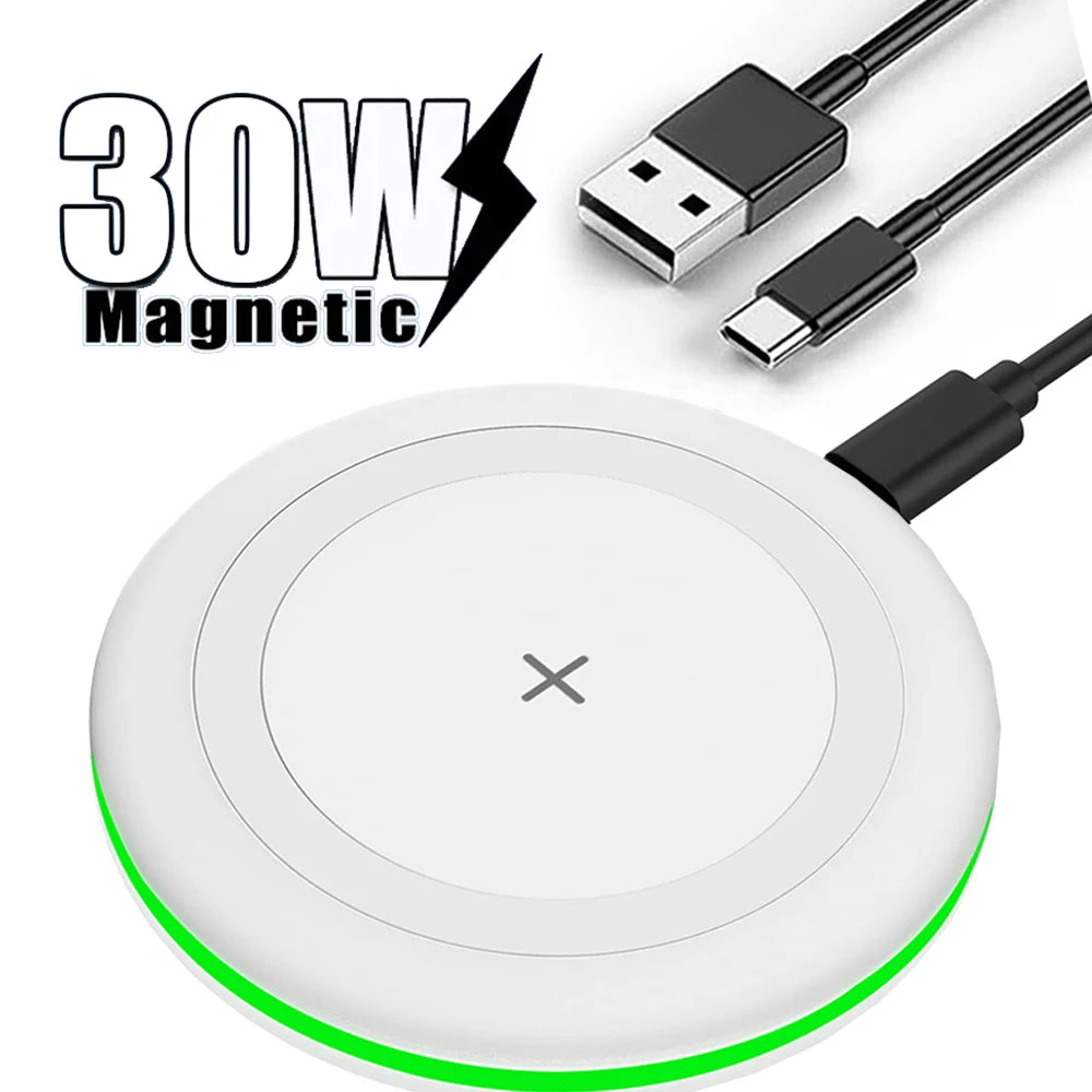 30W Wireless Charger LED Phone Charger Stand Suitable for IPhone17 -12 Pro Max 8 - Fast Charging Base for Xiaomi Samsung S25 26